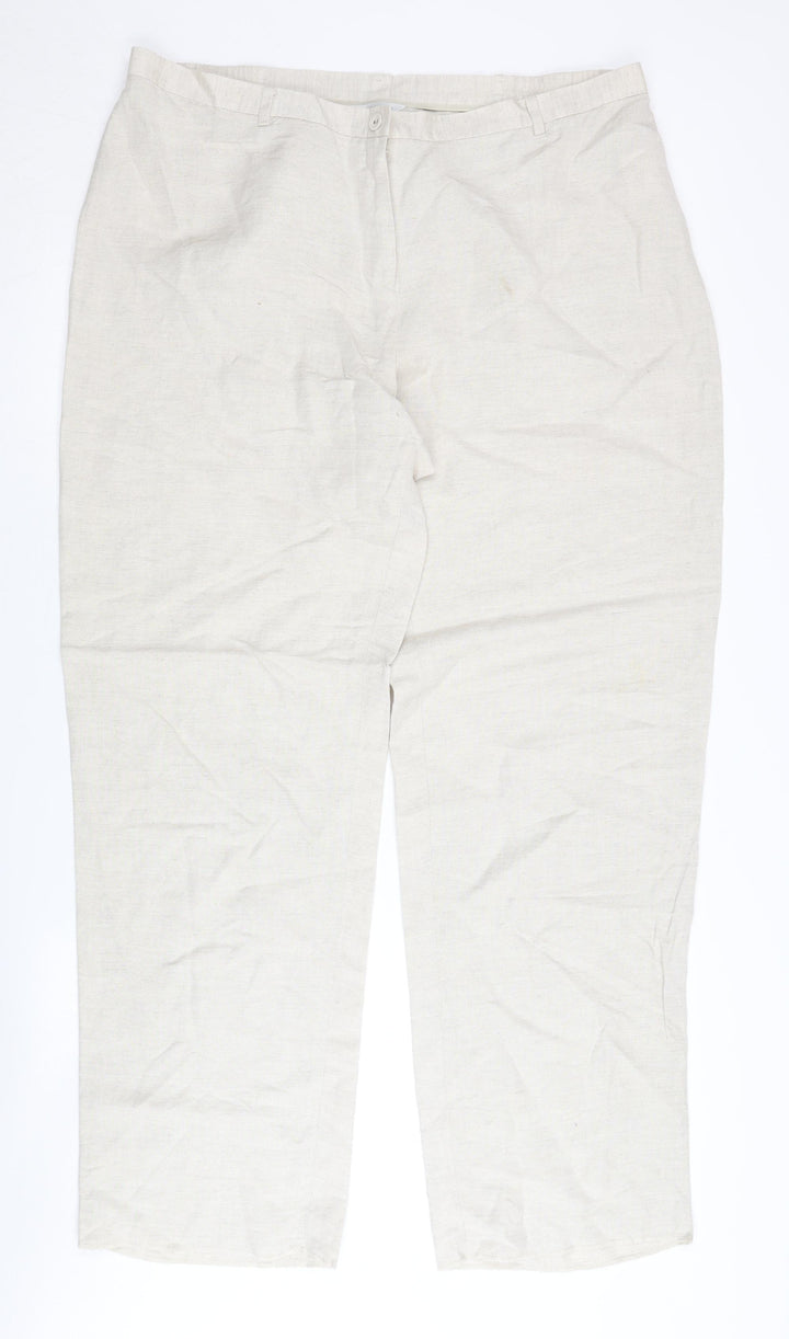 Windsmoor Women's Beige Trousers Size 16 Linen Blend