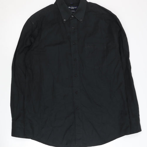 Ben Sherman Men's Black Oxford Shirt L Long Sleeve
