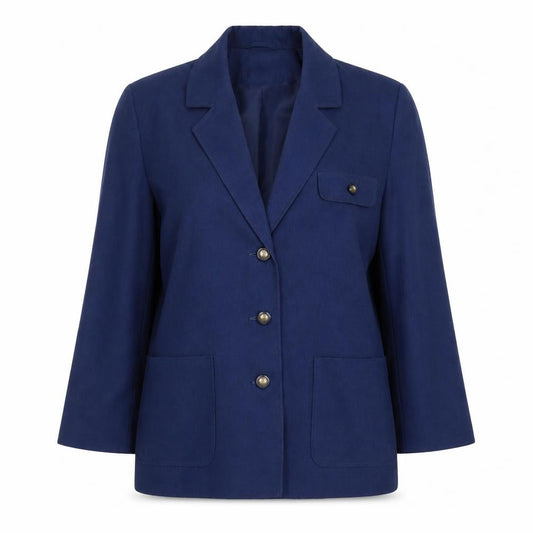 Front view of Eastex Women's Blue Blazer, size 12, Classic Fit
