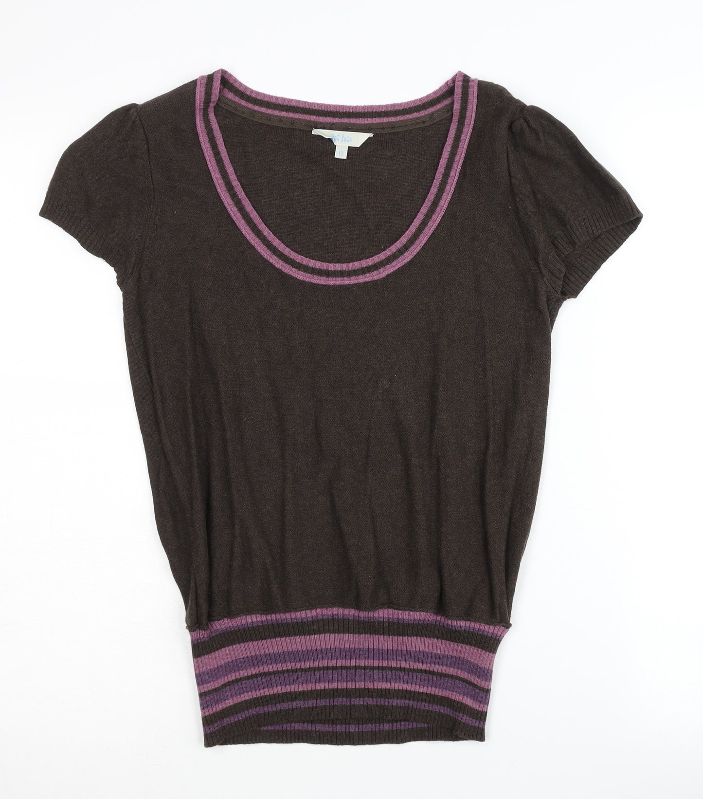 Fat Face Women's Brown Striped Pullover Jumper Size 10