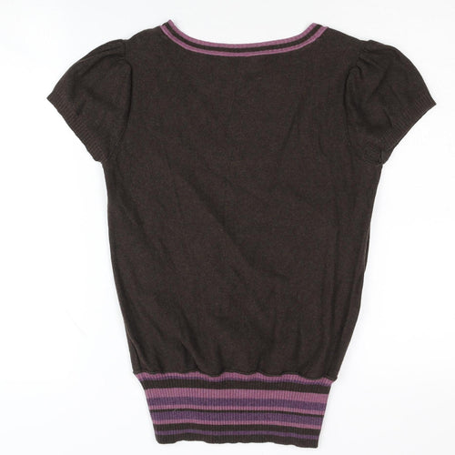 Fat Face Women's Brown Striped Pullover Jumper Size 10