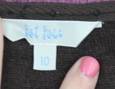 Fat Face Women's Brown Striped Pullover Jumper Size 10