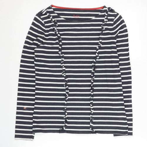 Boden Women's Striped T-Shirt, Size 8, Black/White, Ruffle