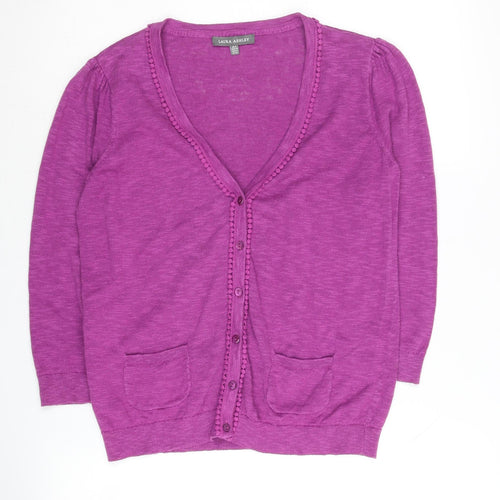 Laura Ashley Women's Purple Cardigan V-Neck Size 8