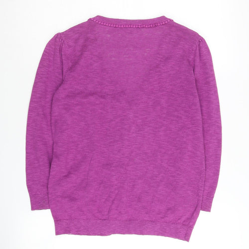 Laura Ashley Women's Purple Cardigan V-Neck Size 8