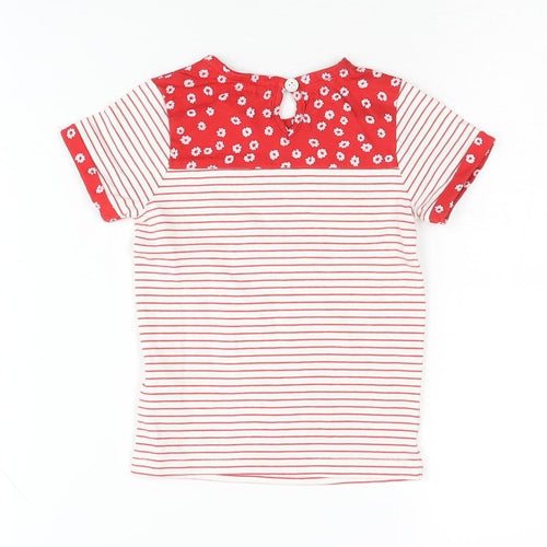 Jasper Conran Girls Red Striped T-Shirt, 2-3 Years, Button Accent