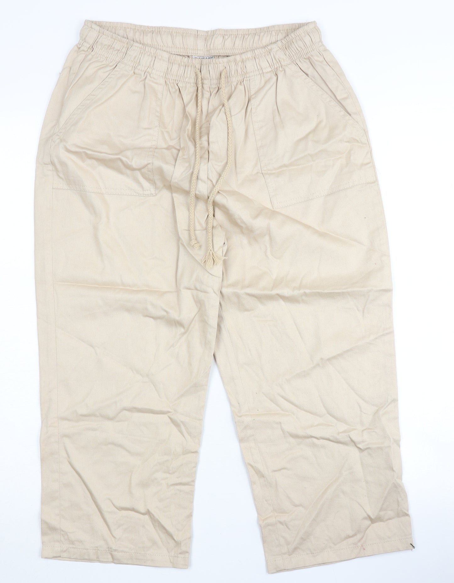 Damart Women's Beige Cotton Trousers - Size 14