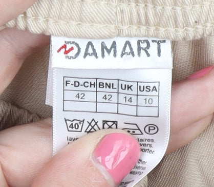 Damart Women's Beige Cotton Trousers - Size 14