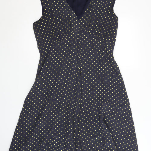 John Lewis Women's Blue A-Line Polka Dot Dress, Size 12