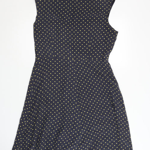 John Lewis Women's Blue A-Line Polka Dot Dress, Size 12