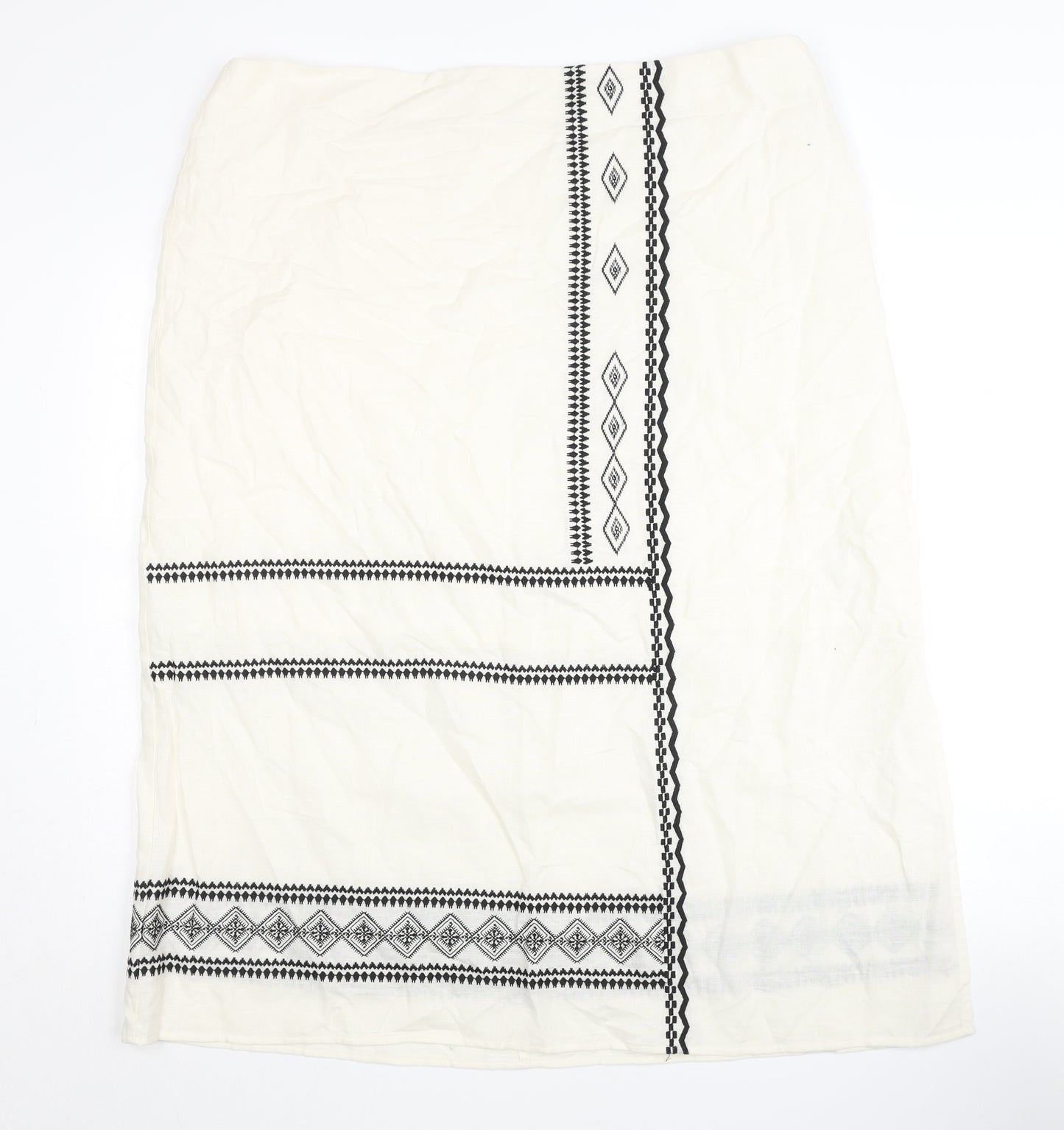 Marks and Spencer Women Ivory Embroidered Pencil Skirt