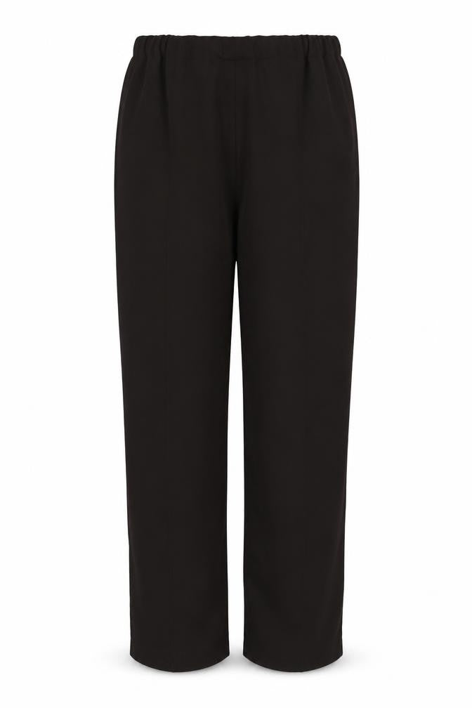 Front view of Isle Women's Black Trousers, size 16, Flat Front