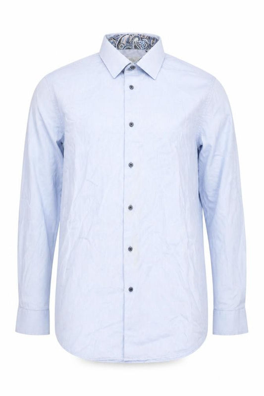 Front view of Next Men's Blue Button-Up Shirt, size 16.5, Regular Fit