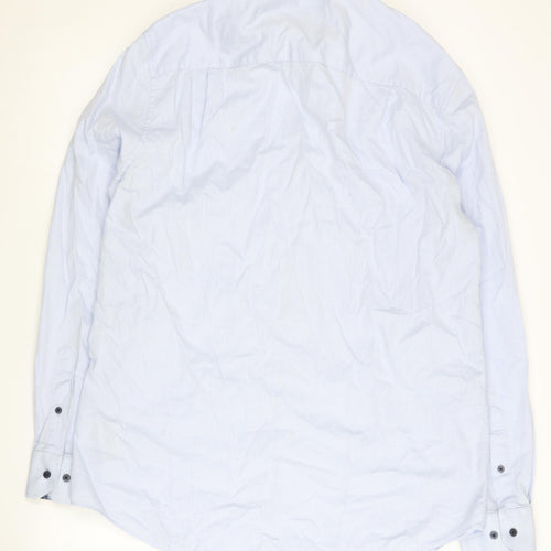 Next Men's Blue Button-Up Shirt, Size 16.5, Regular Fit