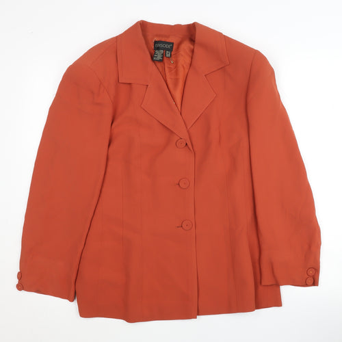 Episode Women's Orange Blazer, Size 16, Lined, Three-Button