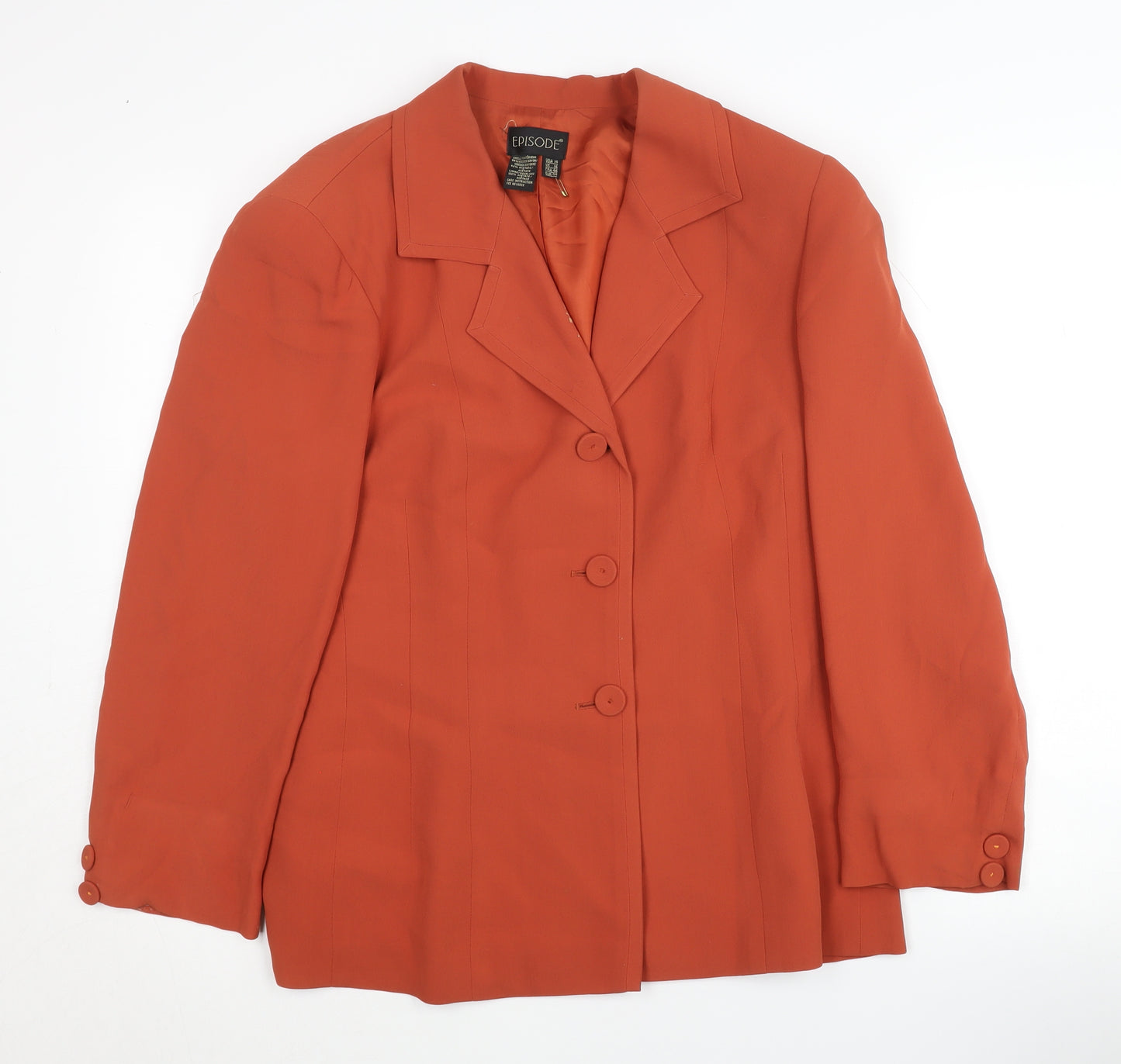 Episode Women's Orange Blazer, Size 16, Lined, Three-Button