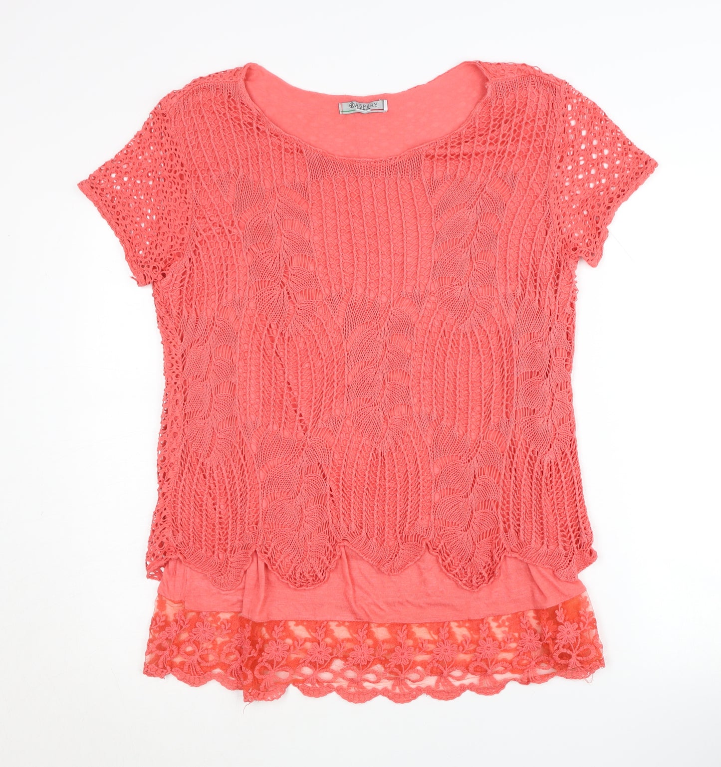 ASPBRY Collection Women's Pink Crochet T-Shirt M