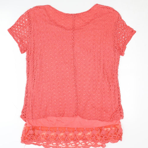 ASPBRY Collection Women's Pink Crochet T-Shirt M
