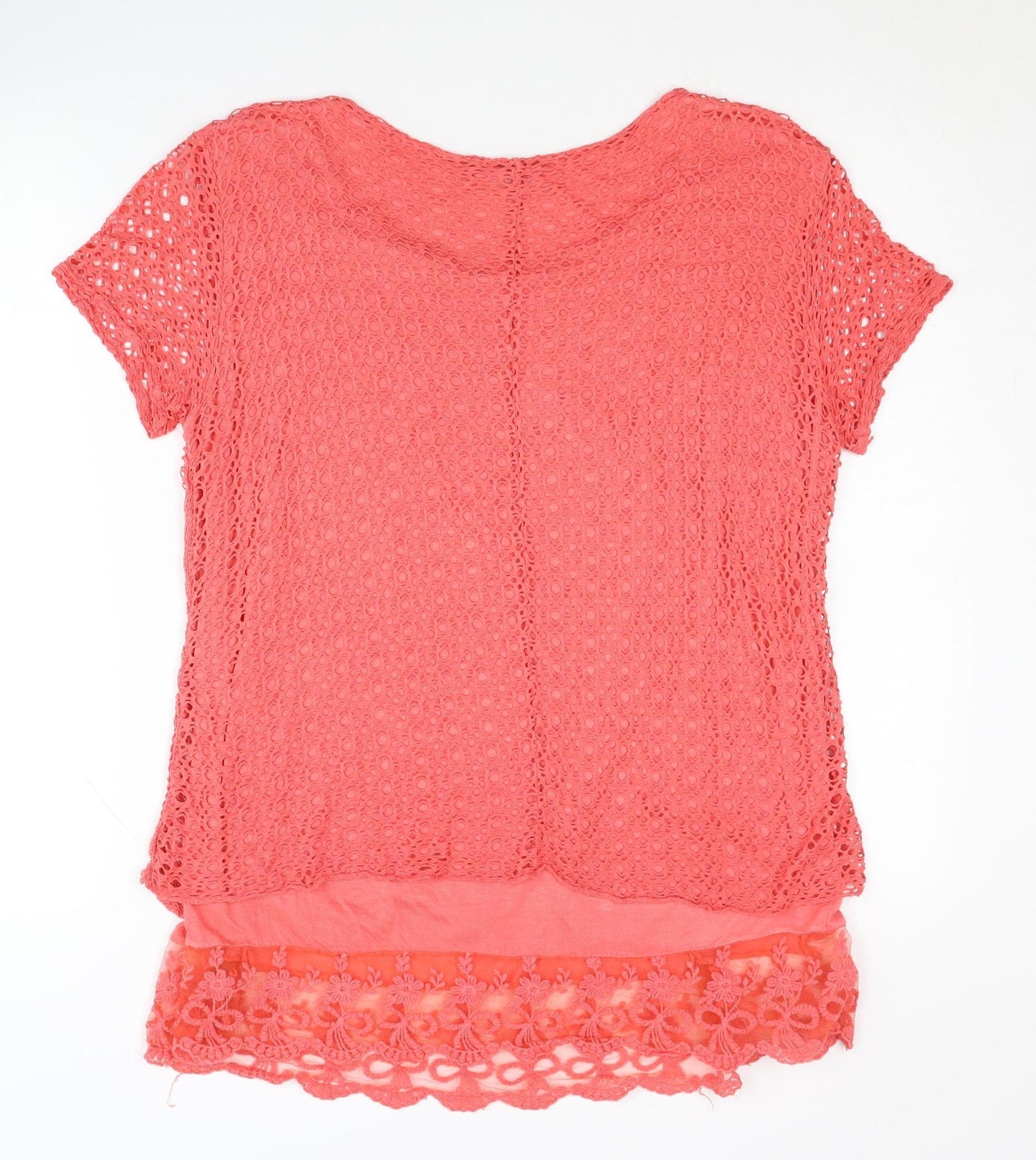 ASPBRY Collection Women's Pink Crochet T-Shirt M
