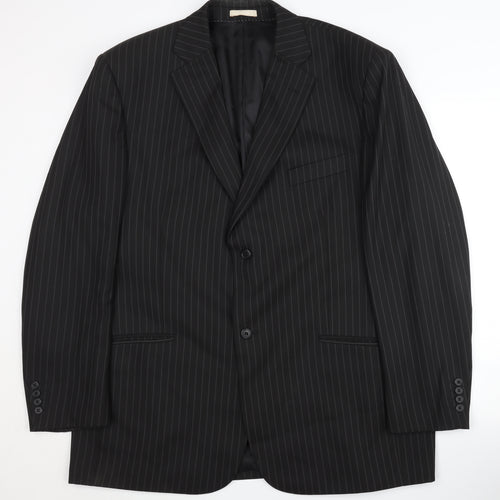 Greenwoods Men's Black Pinstriped Blazer Size 46