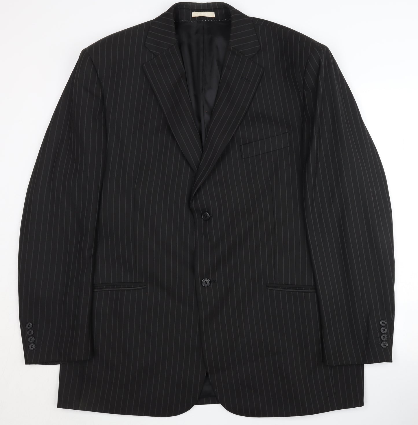 Greenwoods Men's Black Pinstriped Blazer Size 46
