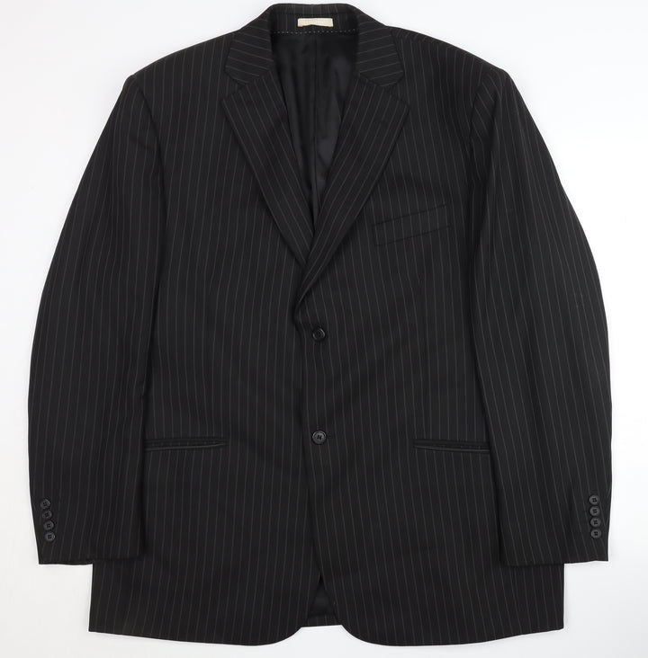 Greenwoods Men's Black Pinstriped Blazer Size 46