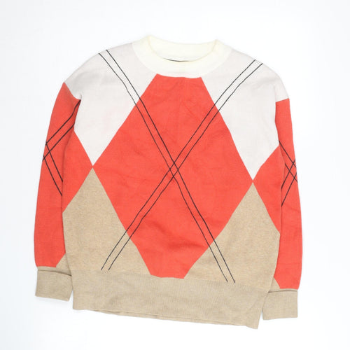 Marks and Spencer Women's Multicoloured Argyle Pullover Jumper S