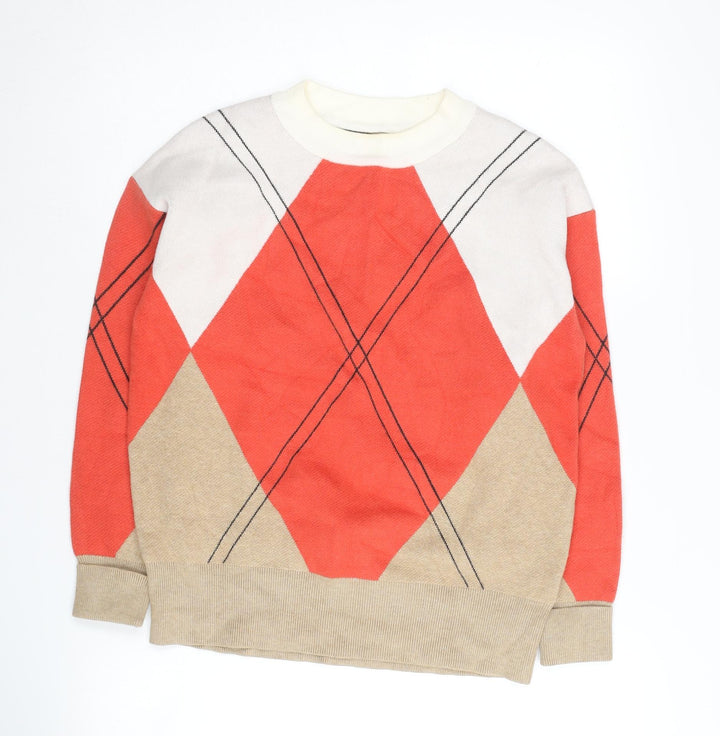 Marks and Spencer Women's Multicoloured Argyle Pullover Jumper S