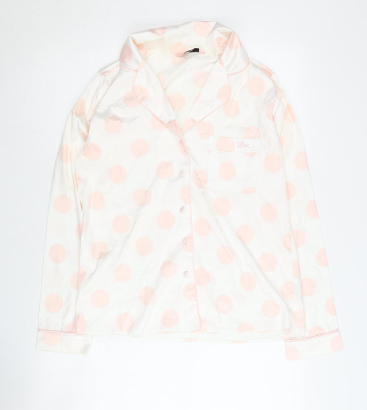 Boux Avenue Women's White Polka Dot Pyjama Top Size 10