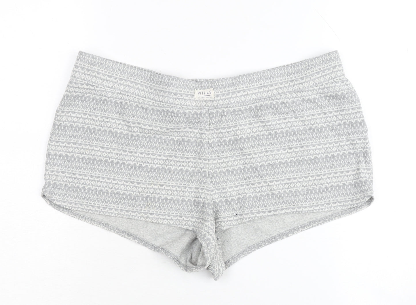Jack Wills Women's Grey Fair Isle Sleep Shorts Size 10