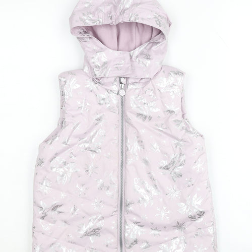 Disney Frozen Girls Pink Sleeveless Hooded Jacket 7-8 Years