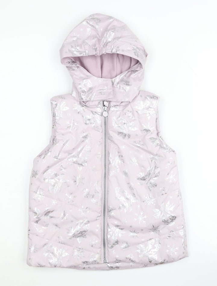 Disney Frozen Girls Pink Sleeveless Hooded Jacket 7-8 Years