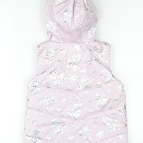Disney Frozen Girls Pink Sleeveless Hooded Jacket 7-8 Years
