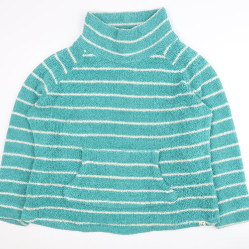 Weird Fish Women's Blue Striped High Neck Sweatshirt, Size 12
