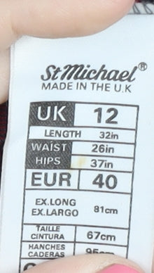 St Michael Women's Red Plaid Pleated Midi Skirt Size 12