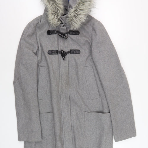 Next Women's Grey Duffle Coat, Size 10, Tall, Hooded