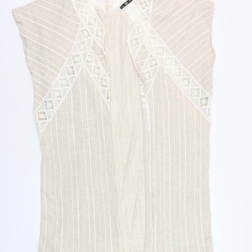 Zara Women's Beige Cape Sleeveless Open-Knit Jumper S