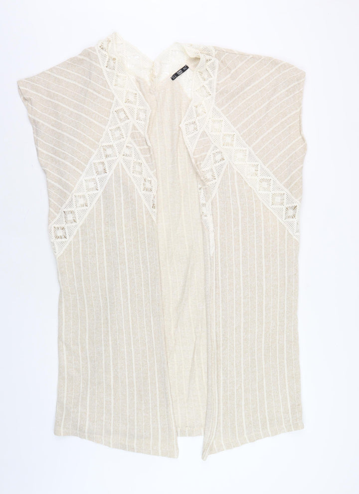 Zara Women's Beige Cape Sleeveless Open-Knit Jumper S