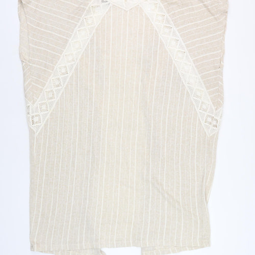 Zara Women's Beige Cape Sleeveless Open-Knit Jumper S