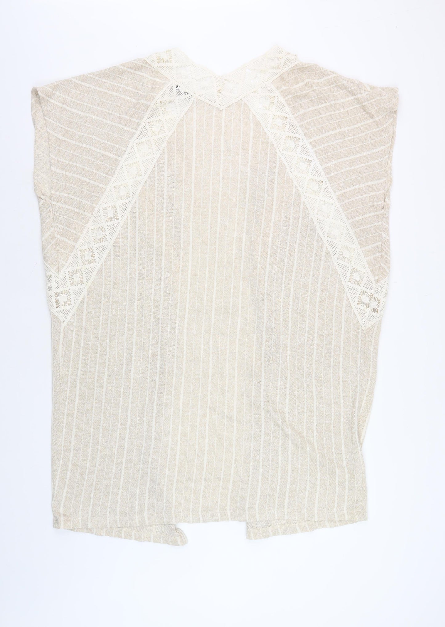 Zara Women's Beige Cape Sleeveless Open-Knit Jumper S