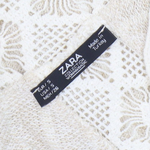 Zara Women's Beige Cape Sleeveless Open-Knit Jumper S
