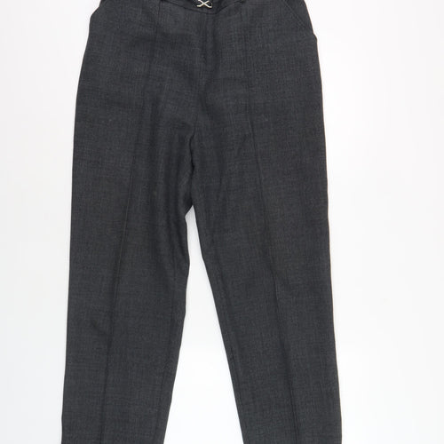 Bm Women's Black Check Trousers, Size 12, Elastic Waist