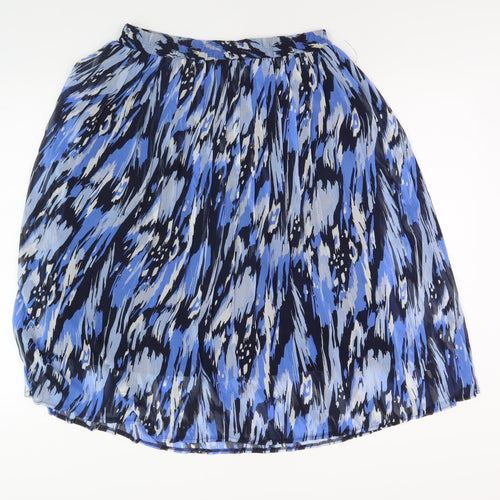 Bm Women's Blue Pleated Geometric Midi Skirt