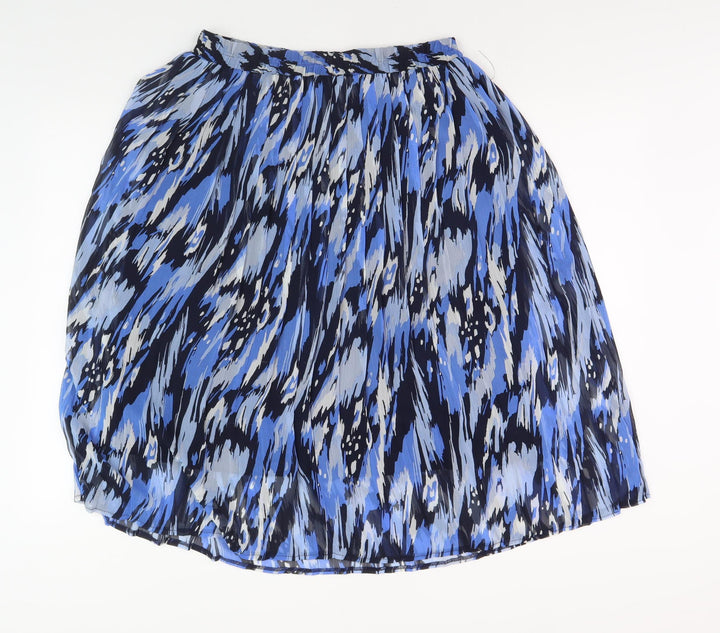 Bm Women's Blue Pleated Geometric Midi Skirt