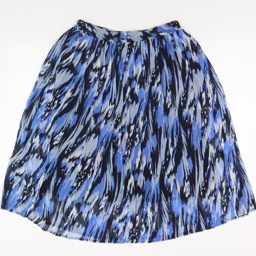 Bm Women's Blue Pleated Geometric Midi Skirt