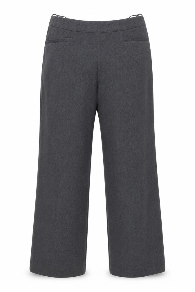 Front view of R Collection Women's Grey Herringbone Trousers, size 12