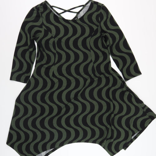 Roman Women's Green A-Line Geometric Dress 10