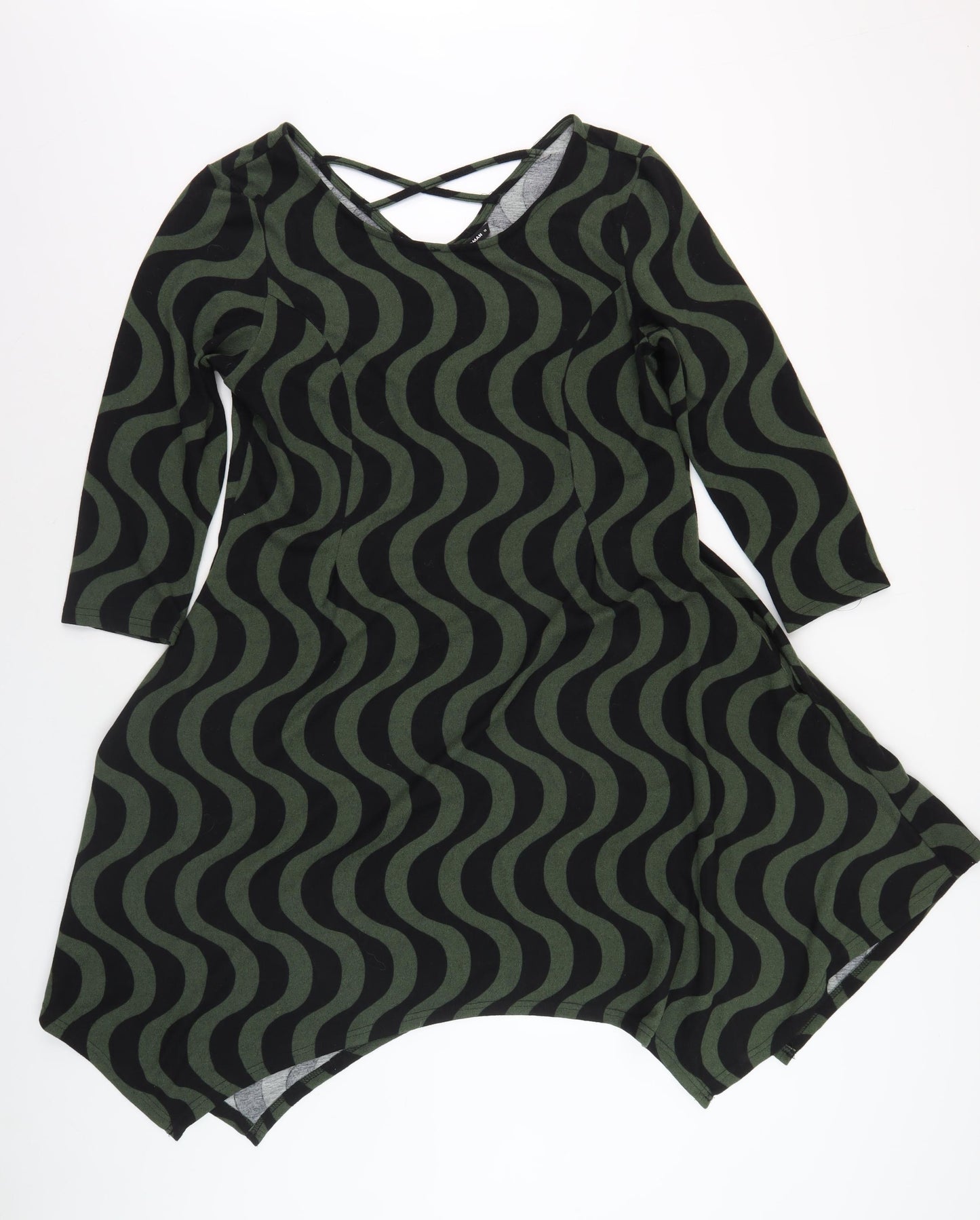 Roman Women's Green A-Line Geometric Dress 10