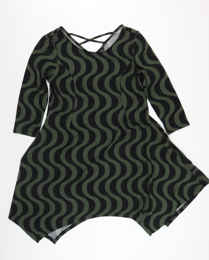 Roman Women's Green A-Line Geometric Dress 10