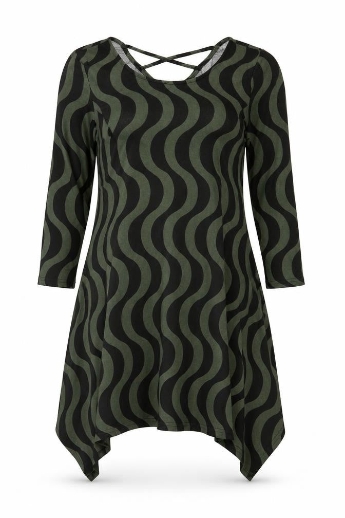 Roman Women's Green A-Line Geometric Dress 10
